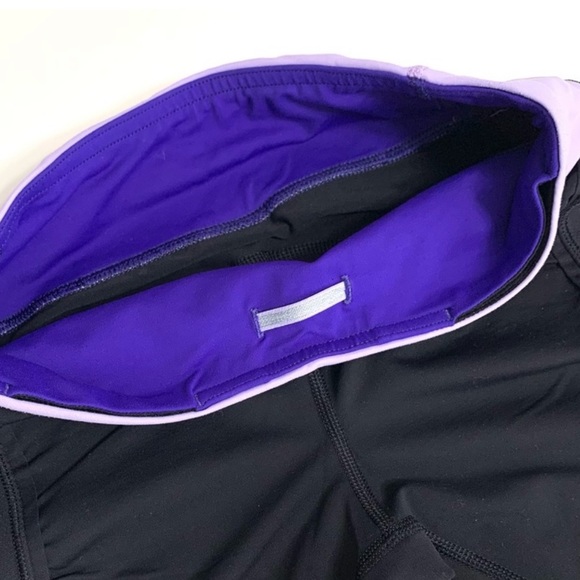 Lululemon Women’s Black Purple Ruffle Ruched Running Leggings Size 4 - Picture 6 of 7